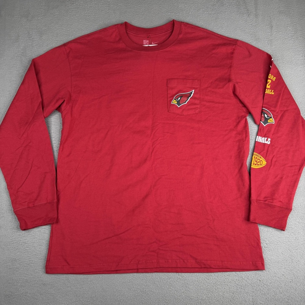 Arizona Cardinals Shirt Mens Medium Red NFL Football Nike Long Sleeve Tee Pocket